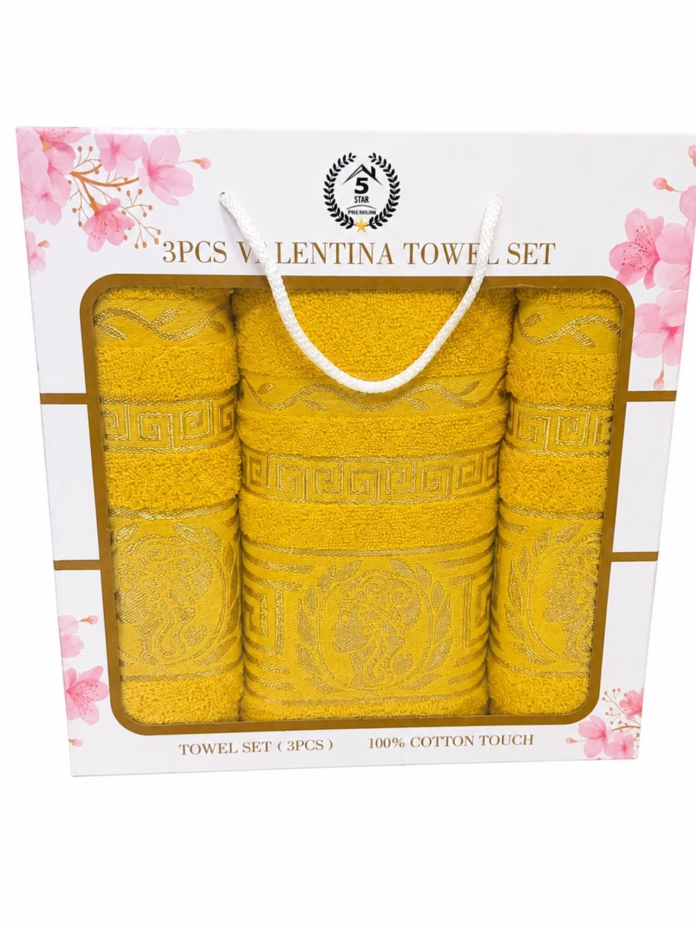 Valentina Bright Yellow 3-Piece Decorative Towel Set